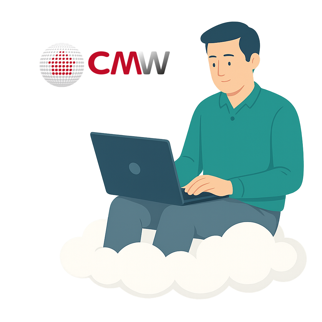 Administrador de fincas trabajando con CMW en la nube con Tecnocloud